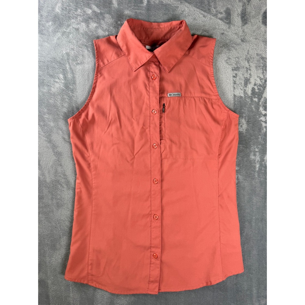 Columbia PFG Tamiami Shirt Womens XS Coral Sleeveless Omni Shade Fishing